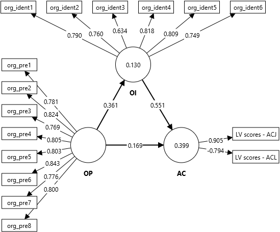 Organizational identification model (higher-order)