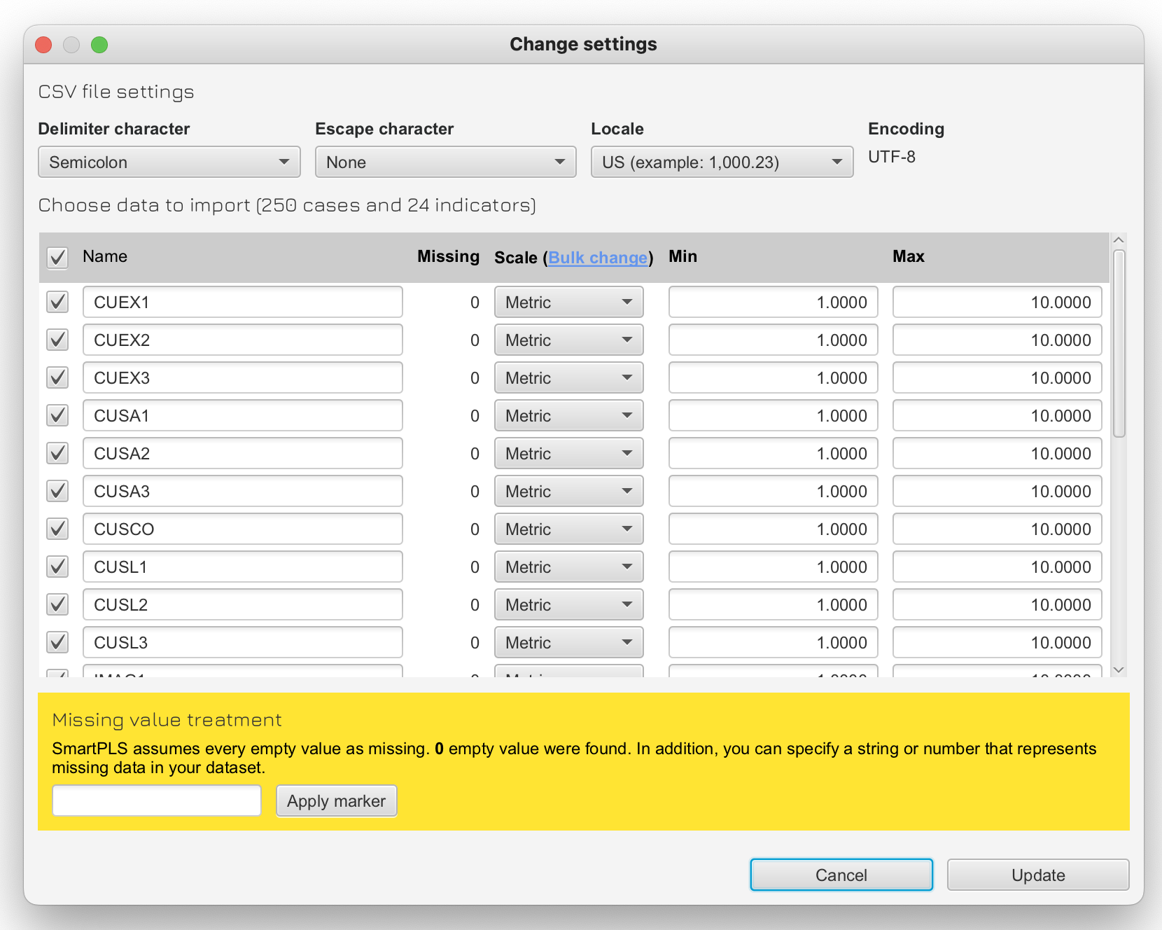 Data setup