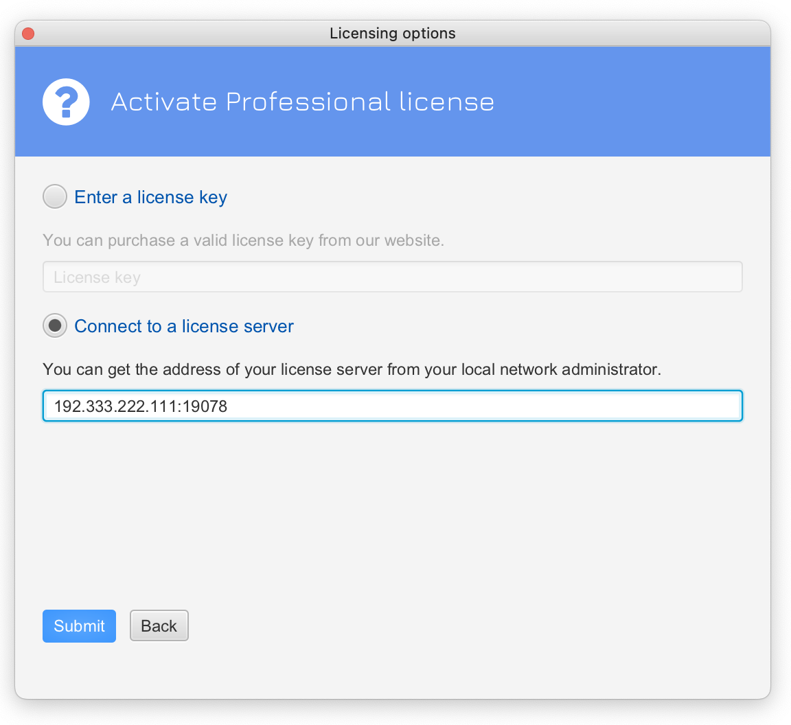 Enter License Server Information in SmartPLS