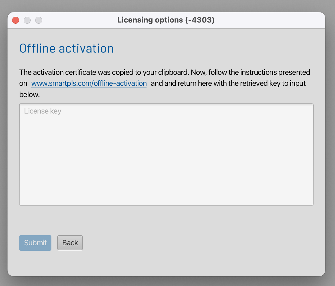 Offline activation step 2